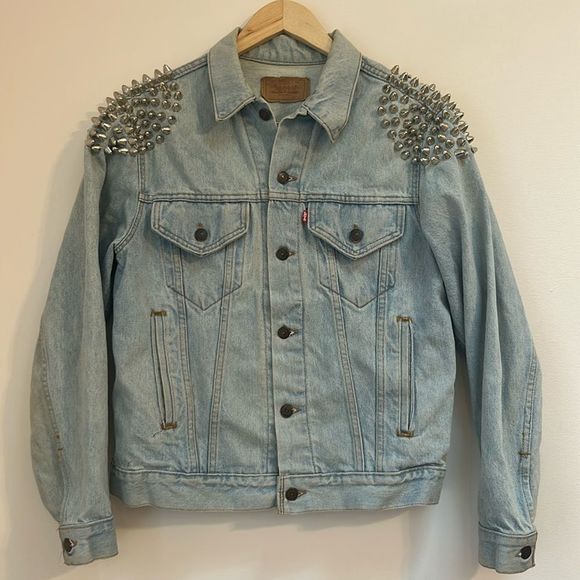 Levi's Jackets & Blazers - Levi’s Vintage Denim Trucker Jacket Light Wash Punk Rock Studded Jean Jacket